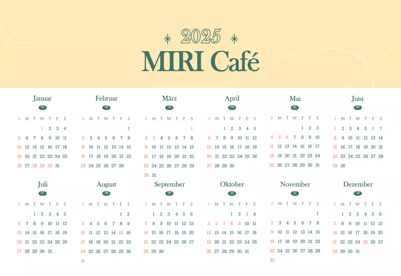 Cafe-Kalender mit Empfehlungen für das Getränk des Monats