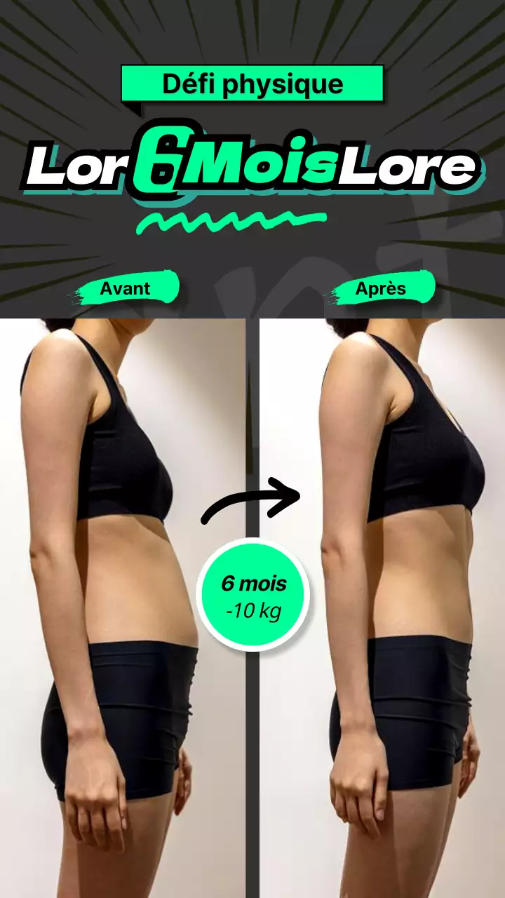 Une story Instagram de transformation corporelle et de fitness avec un texte de couleur néon pour se faire remarquer.