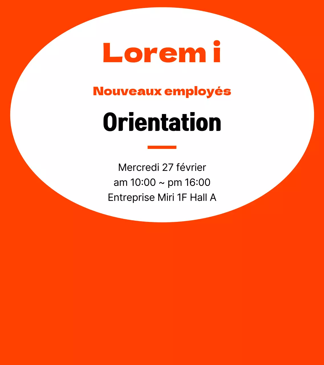 Cadre simple en orange et noir pour les informations relatives à l'orientation des nouveaux employés