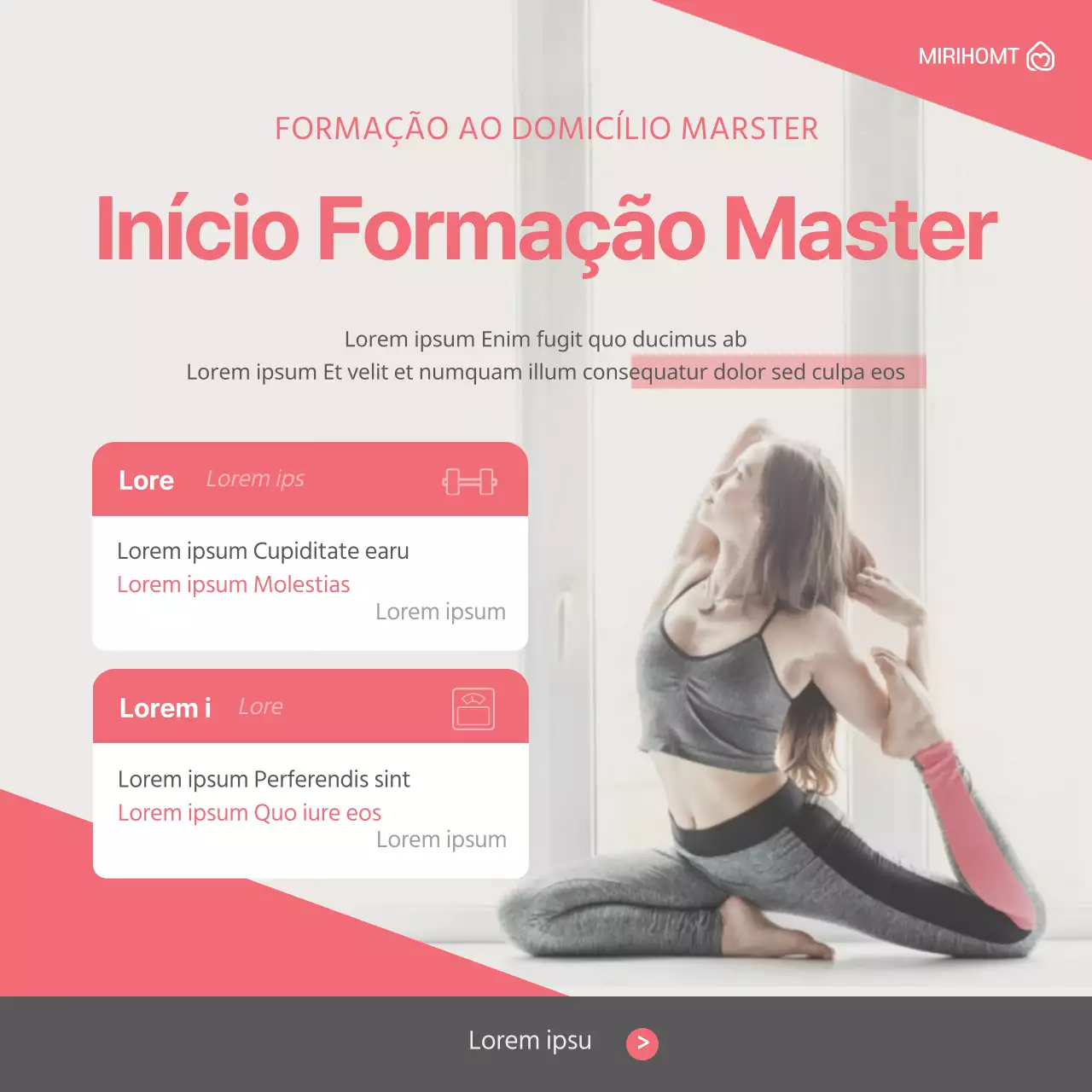 Tema de treino em casa cor-de-rosa e limpo
