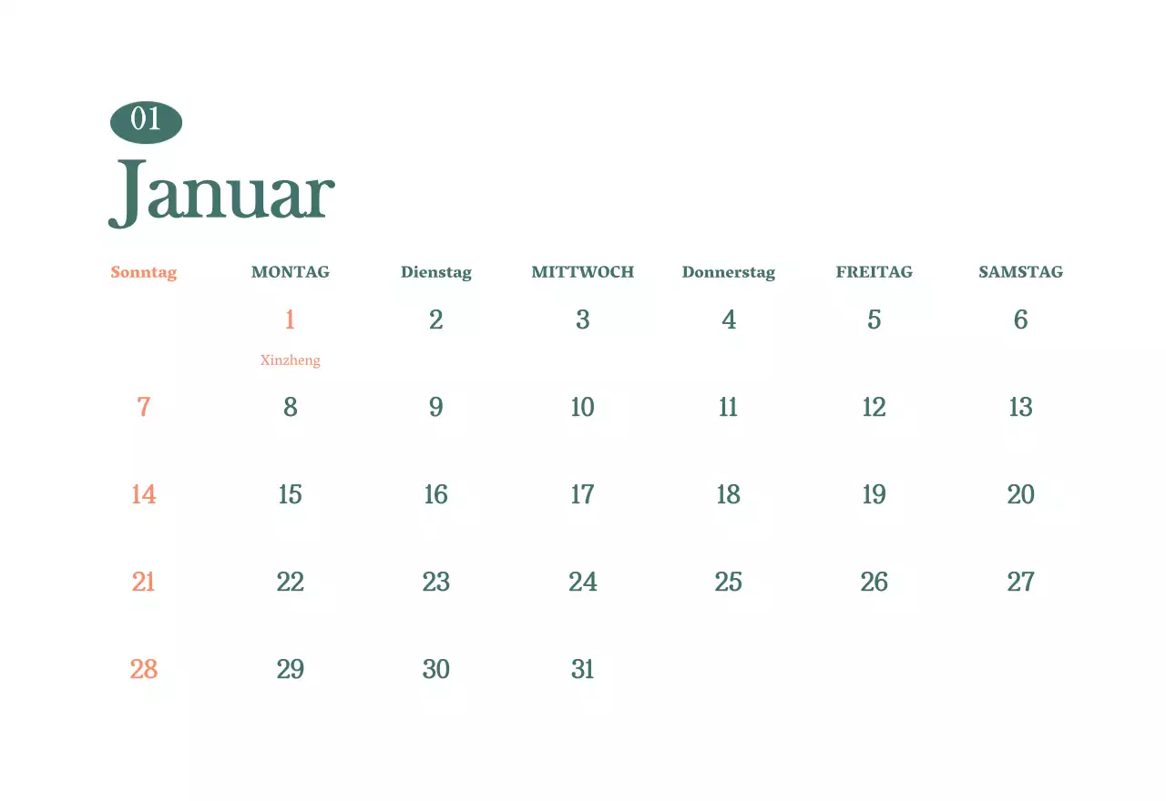 Cafe-Kalender mit Empfehlungen für das Getränk des Monats