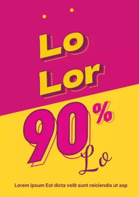 Une promotion simple dans un centre commercial avec un texte rose et jaune