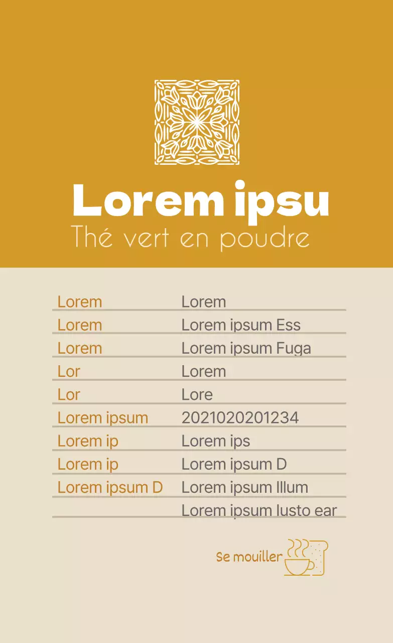 Logo ocre étiquette de détail pour thé à la camomille alimentaire soigné