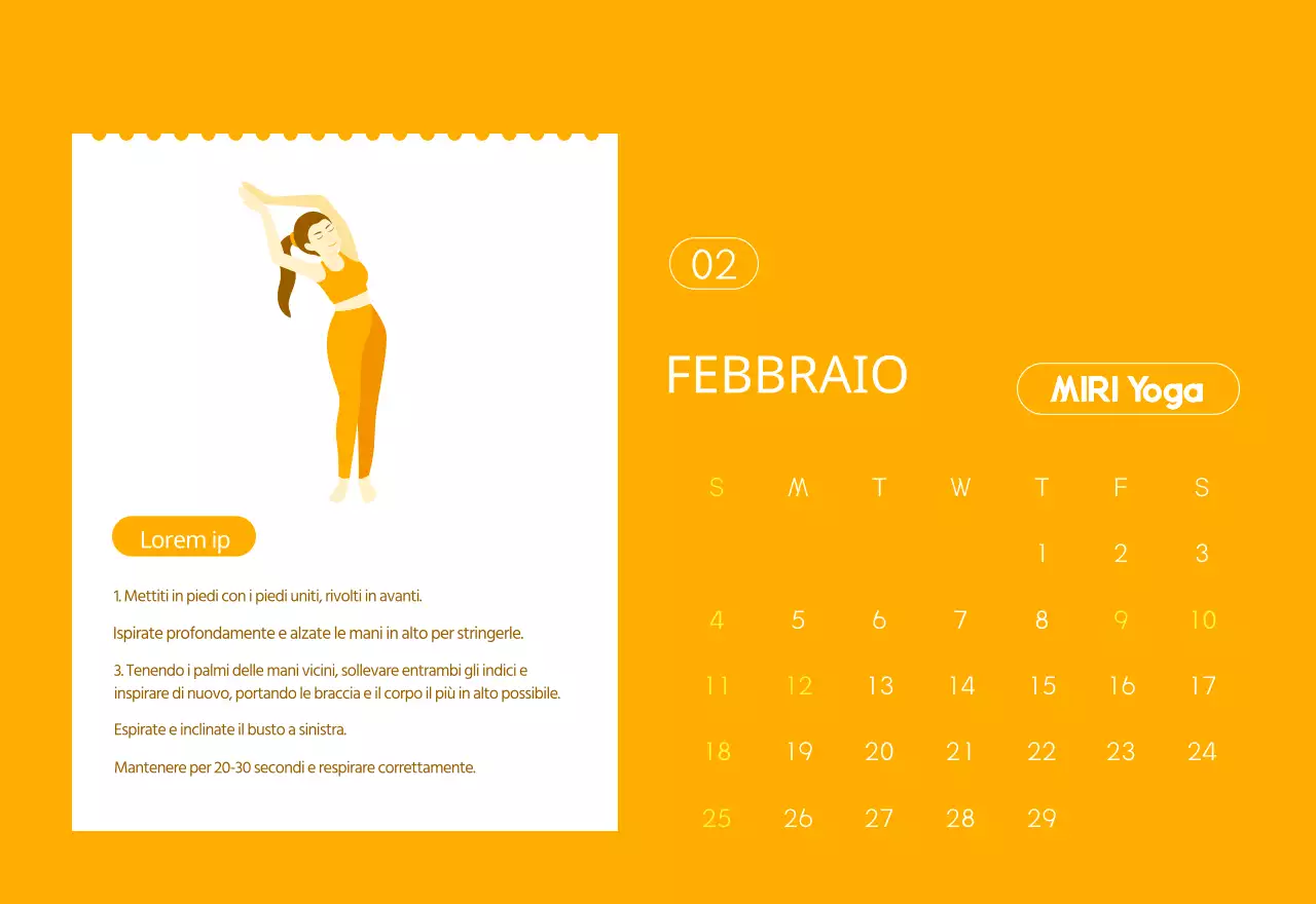 Calendari arancioni da regalare per promuovere il vostro studio di yoga