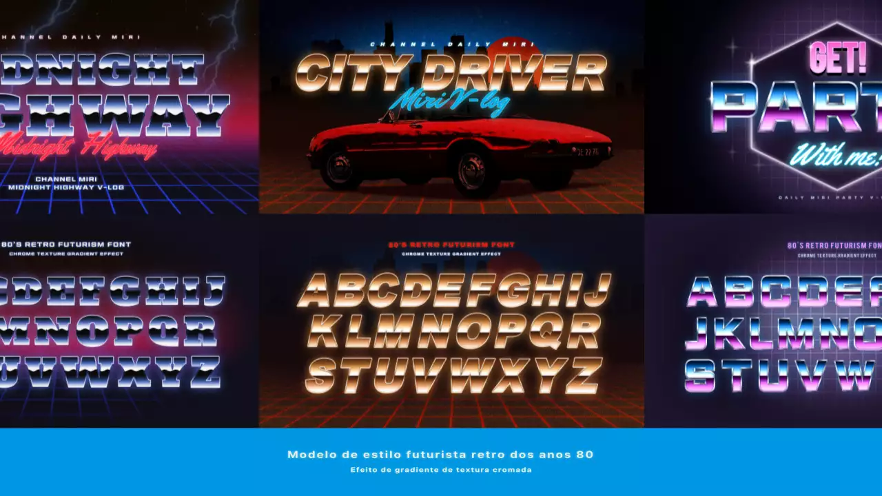 Um conjunto de conceitos retro-futuristas dos anos 80