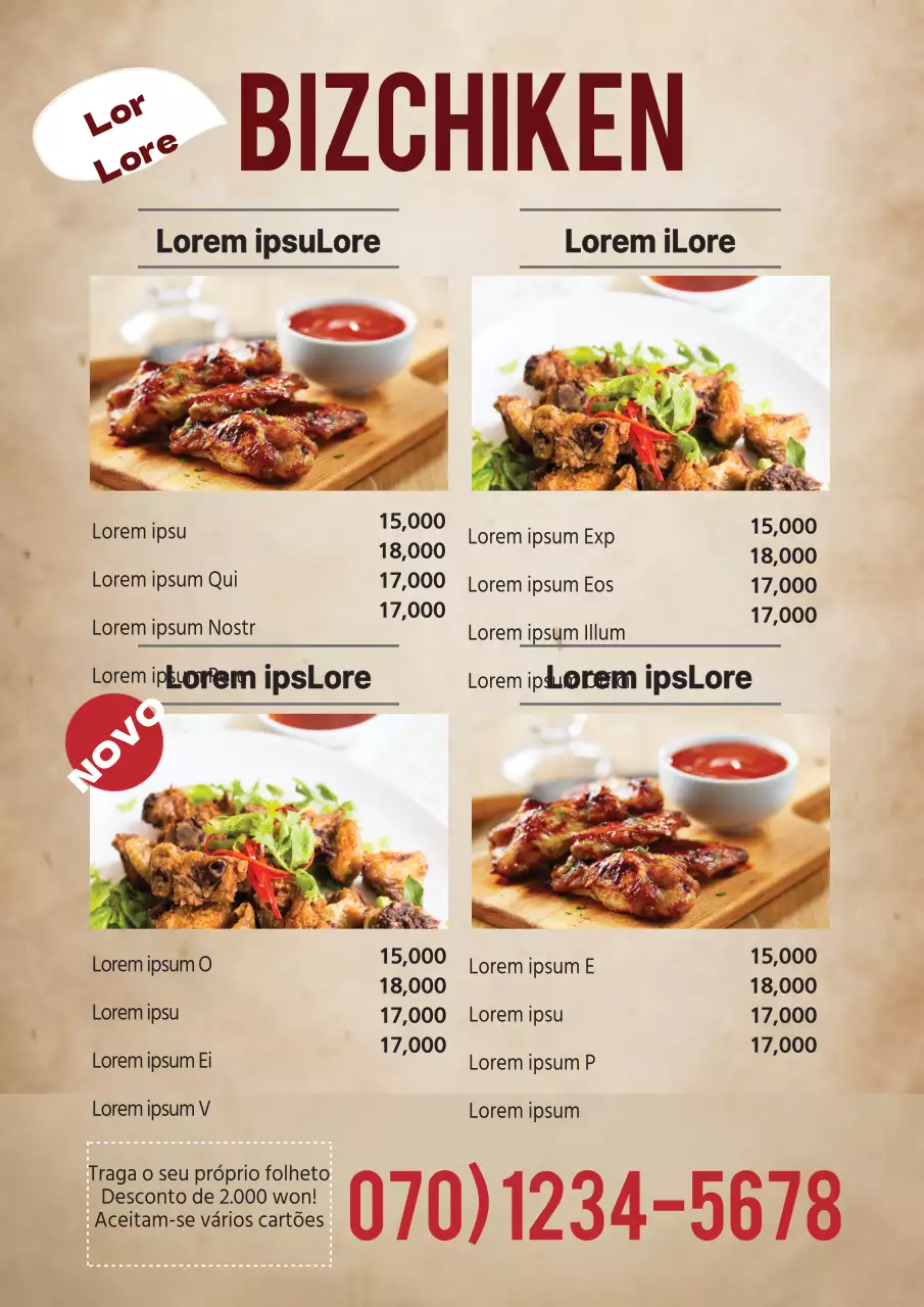 Menu do salão de massagens com um conceito bege e calmante