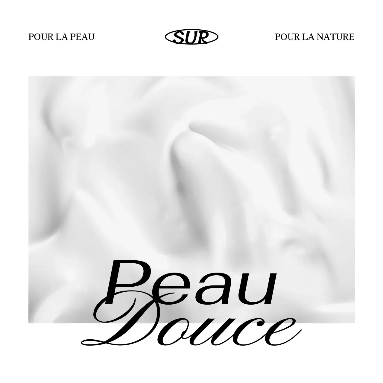 Carte de remerciement de luxe pour une marque de cosmétiques avec des cosmétiques blancs et noirs et une photo de l'océan.