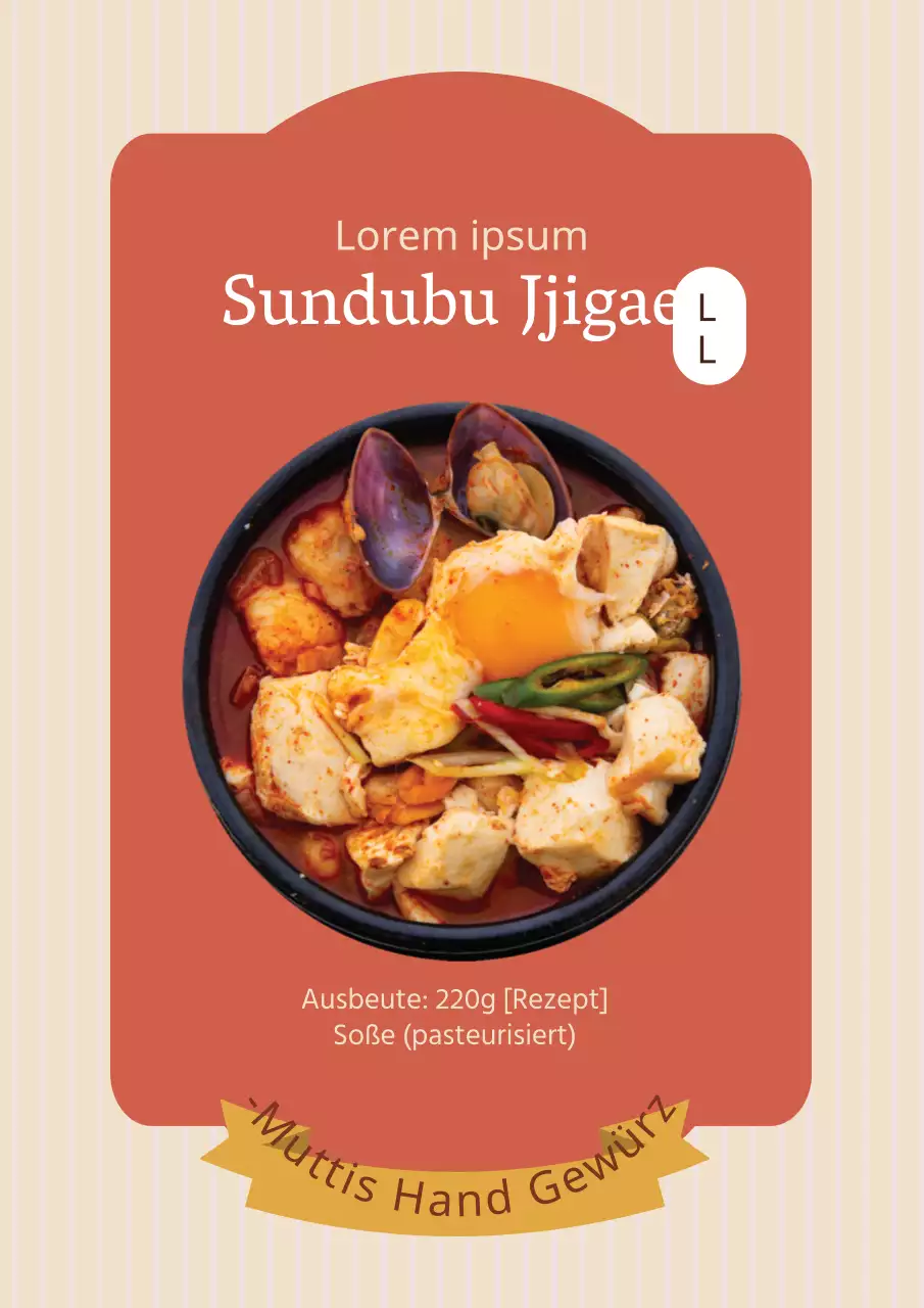 Einfaches Tomatensaucen-Produktetiketten-Design-Poster in oranger Farbe