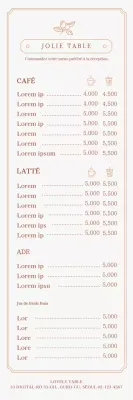 Un guide de la carte du café avec un concept de cadre émotionnel