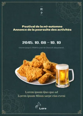 Guide des heures d'ouverture normales de Chuseok en vert foncé et jaune clair