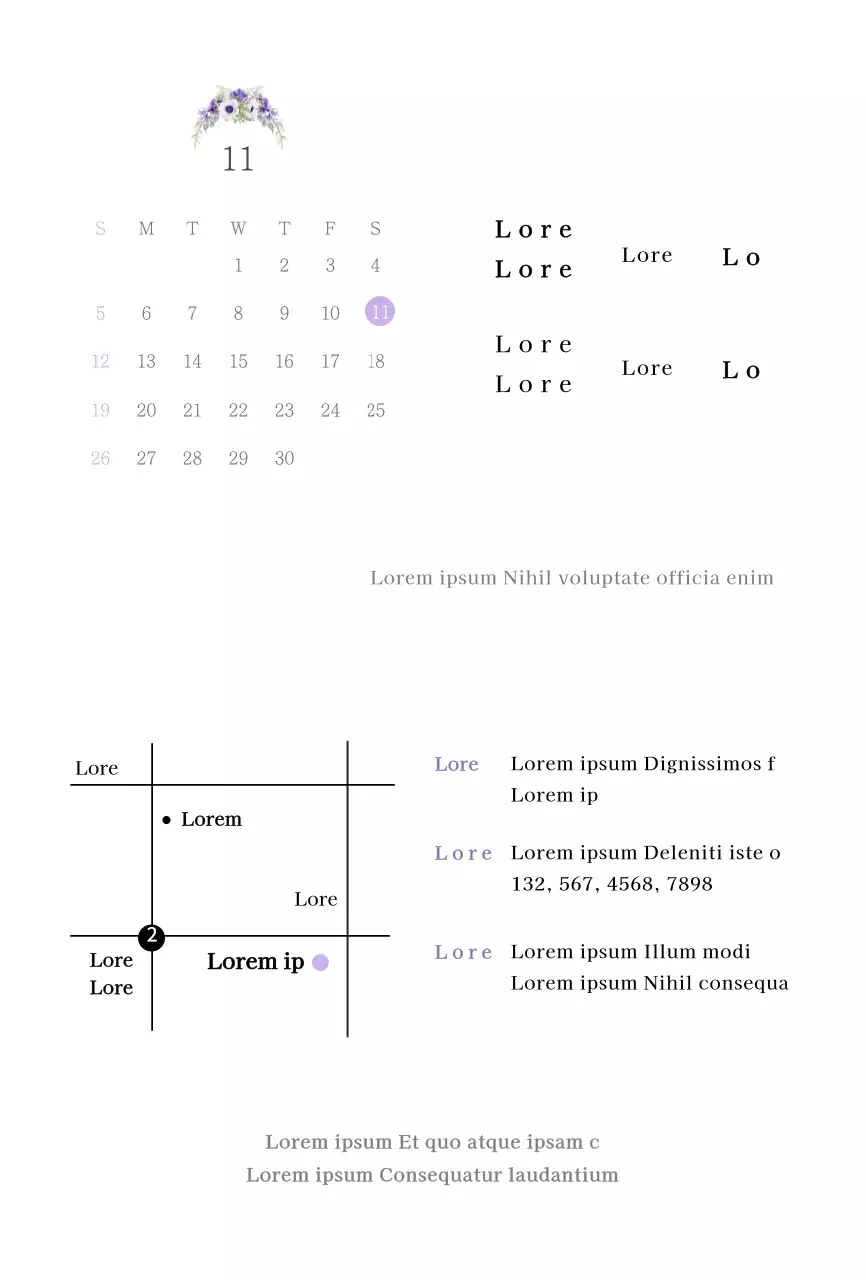 Invitation de mariage simple avec illustration mauve et fleurs