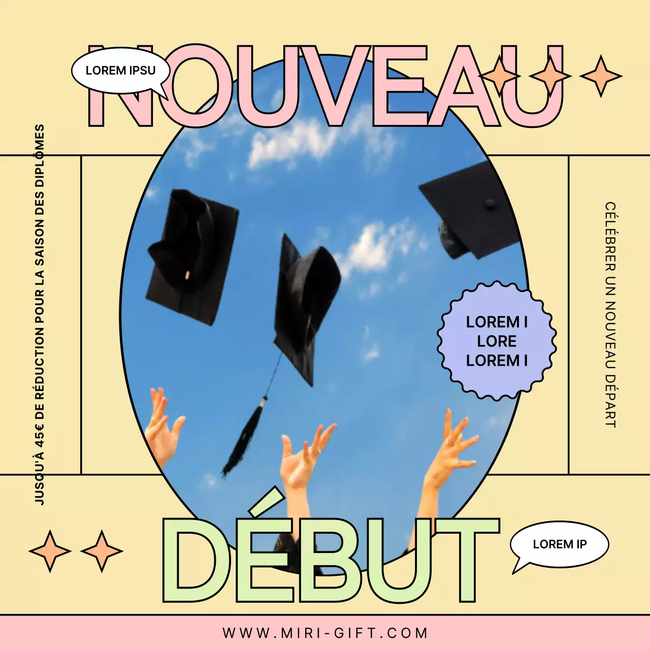 Remise de diplômes en jaune et rose