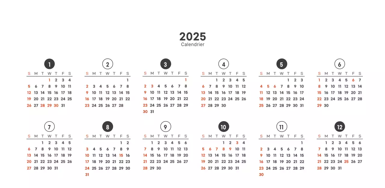 Calendrier de café simple et moderne