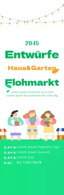 Nette Markt Illustration Stil in hellgrün und orange für Marktinformationen und Werbung