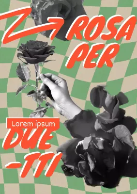 Poster concettuale d'epoca sul raggiungimento dell'età in verde e arancione