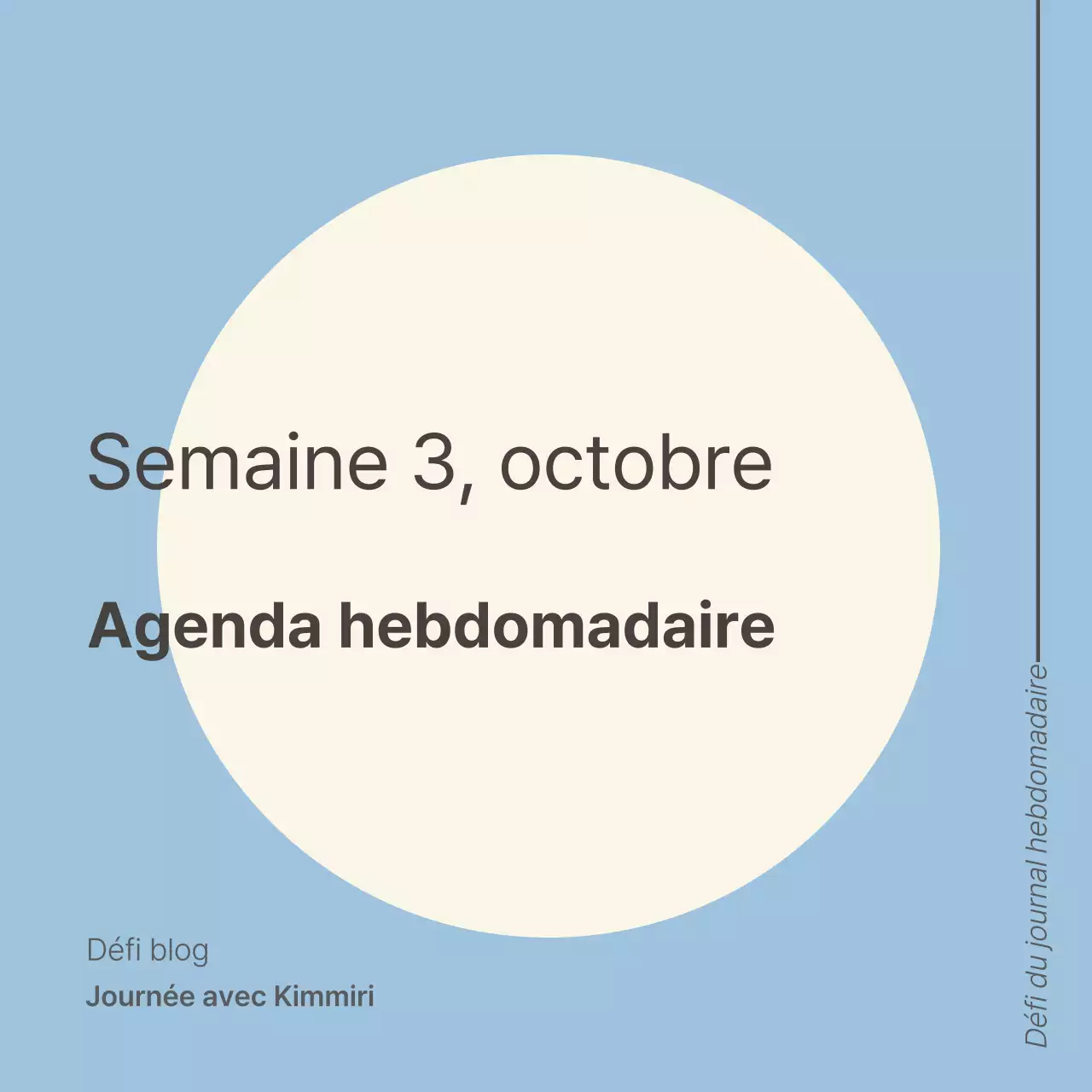 Couverture simple de l'agenda hebdomadaire en bleu clair et ivoire