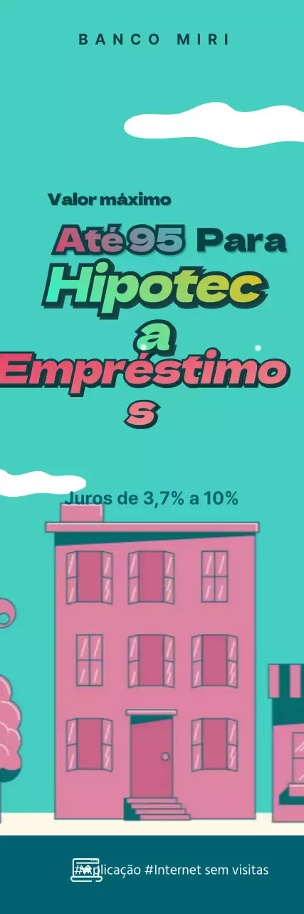 Banner de vídeo animado gif hipotecário azul claro e cor-de-rosa