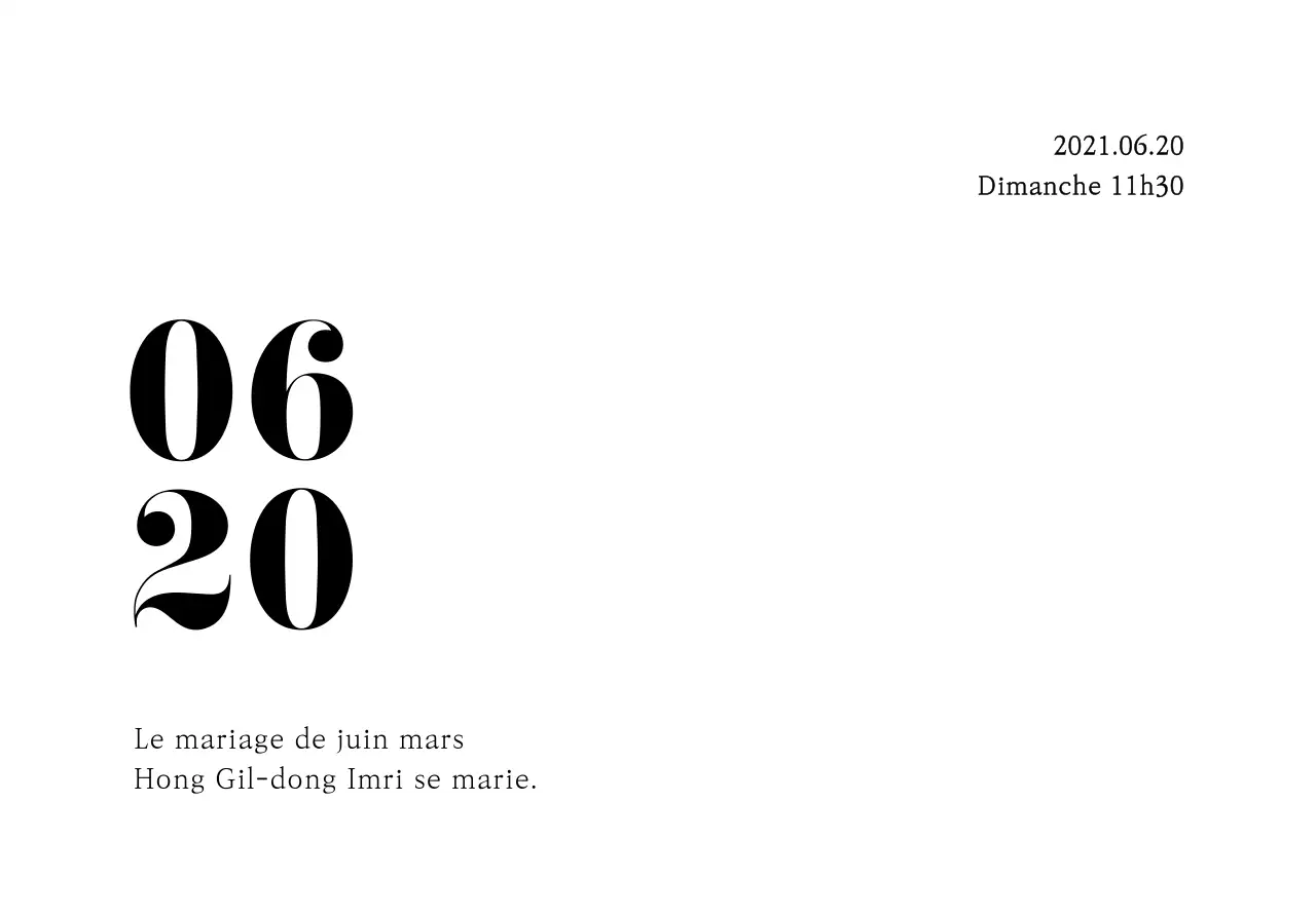 Enveloppe pour carte postale d'invitation à un mariage en juin avec texte en noir