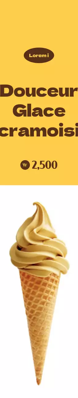 Grande promotion de crème glacée sur fond jaune et blanc
