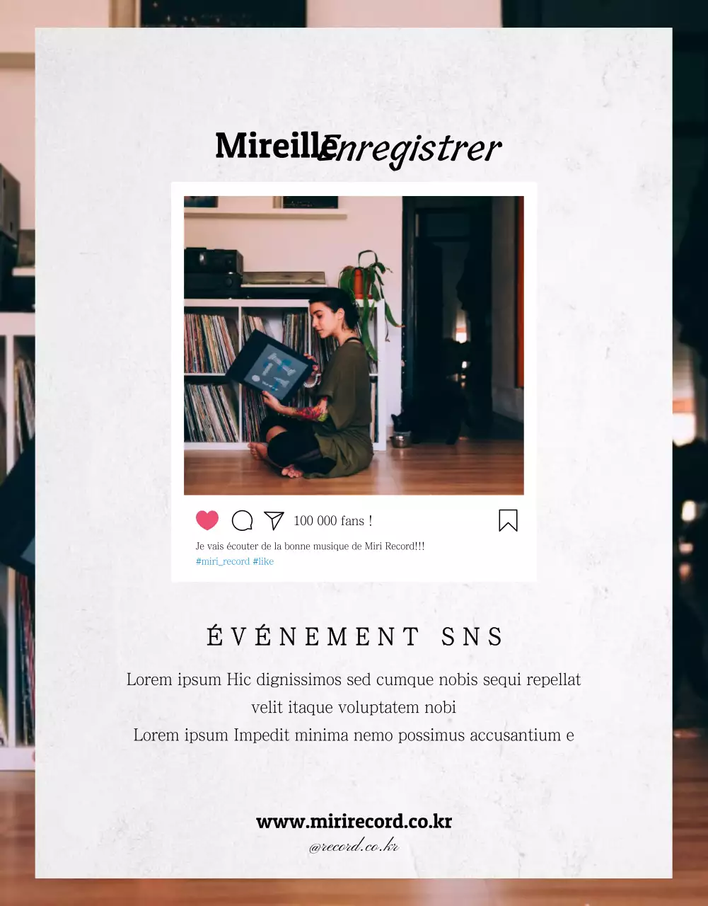 Page de détails du LP en orange et blanc