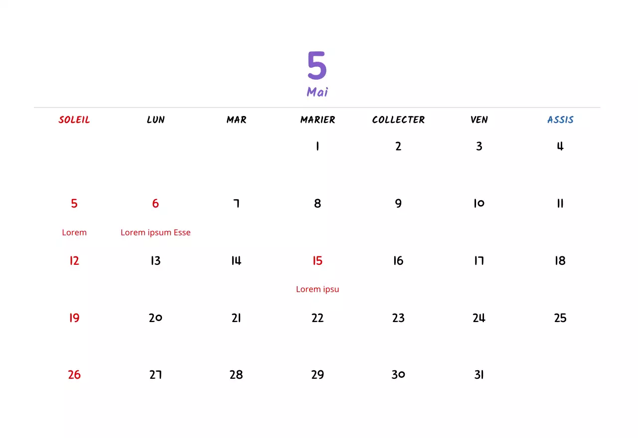 Calendrier du Nouvel An avec de jolies illustrations