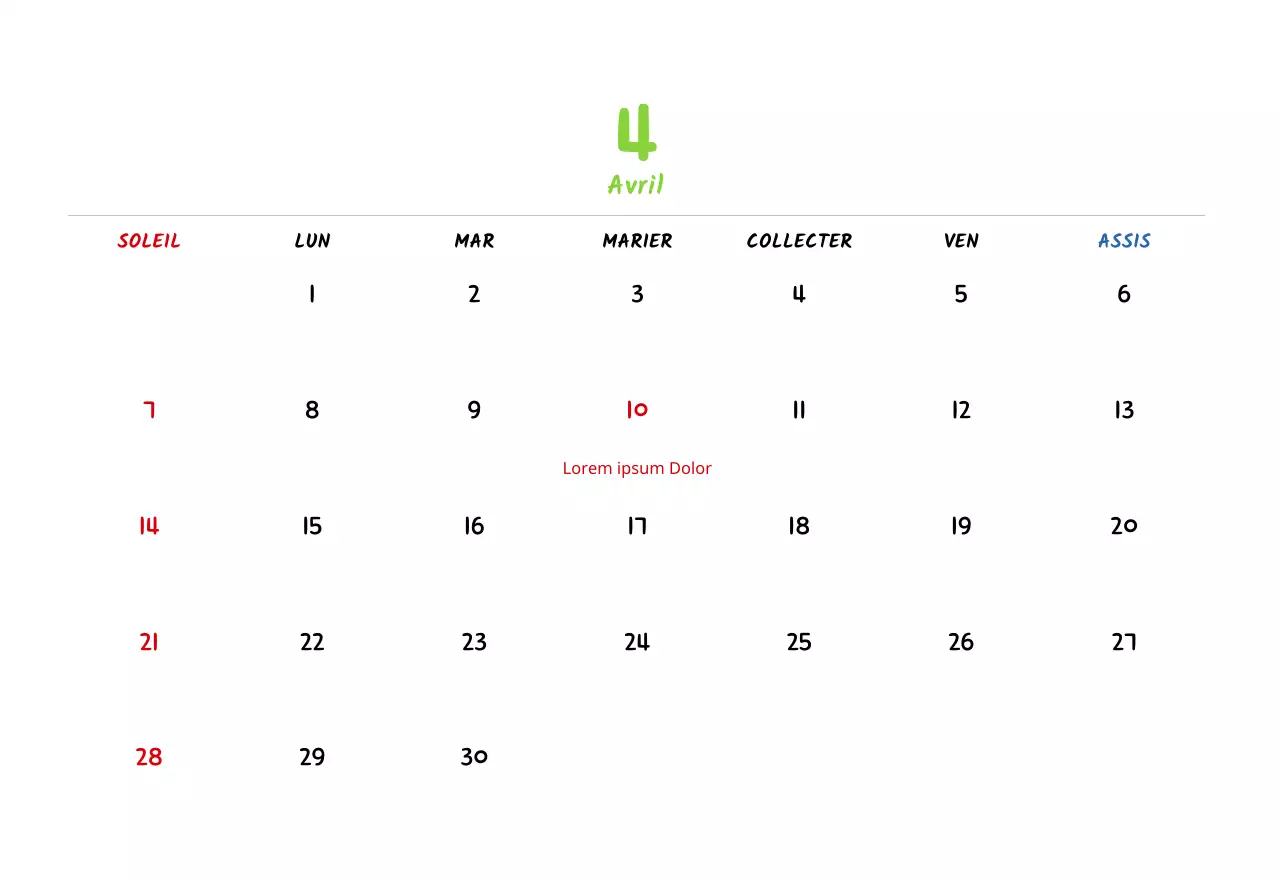 Calendrier du Nouvel An avec de jolies illustrations