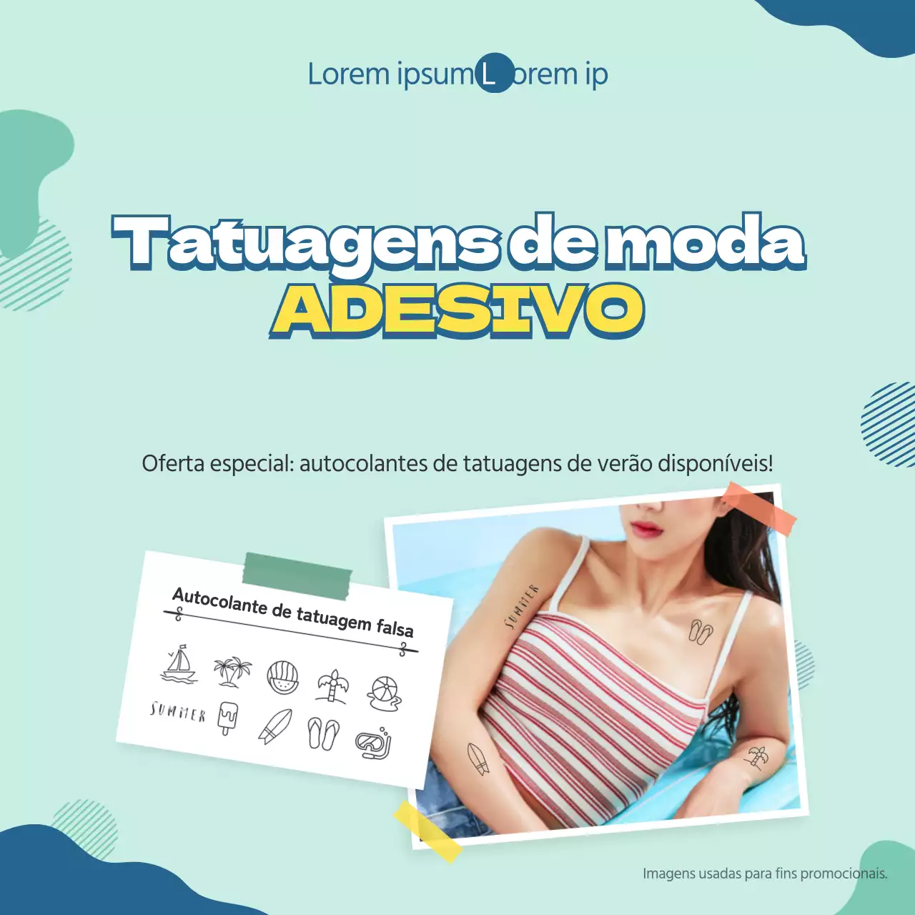 Autocolantes para tatuagens com desconto em azul claro e azul