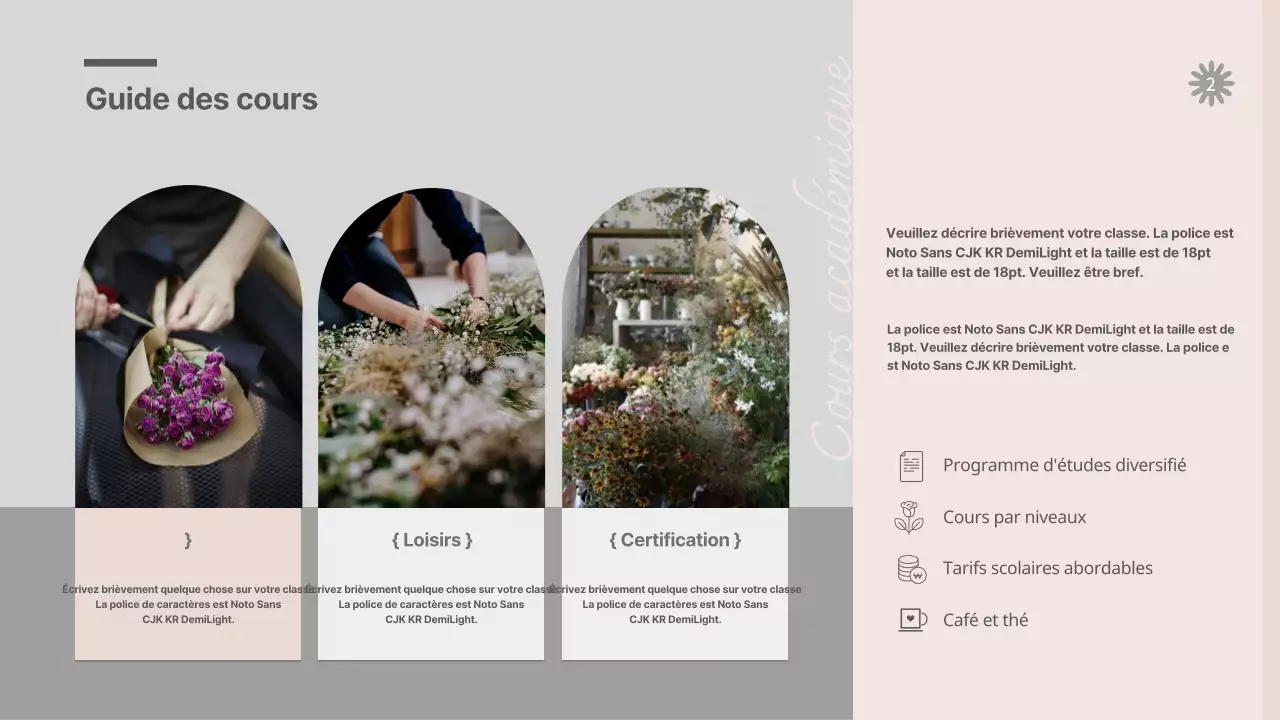 Guide des fleurs grises et roses cours d'une journée