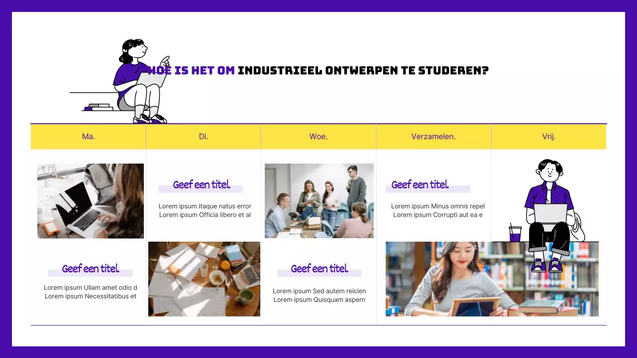 Gele en paarse middelbare school carrièrepad specials