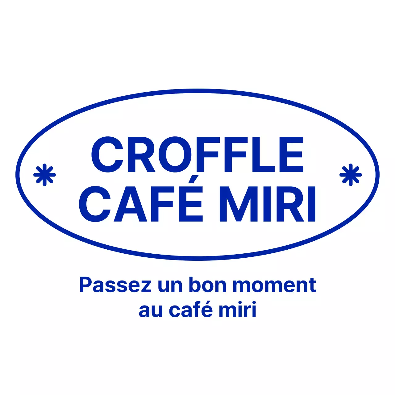 Des formes et un texte simples et épurés en bleu marine pour un café élégant