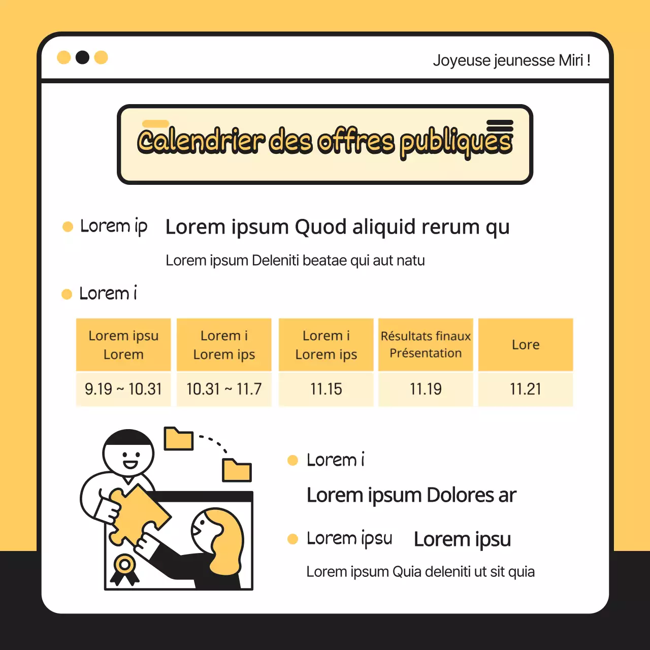 Jaune noir illustration mignonne jeunesse en ligne concours de propositions politiques