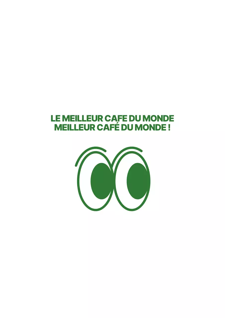 Illustration simple et branchée d'un œil rebondissant en vert et blanc pour les marchandises et les promotions des cafés.