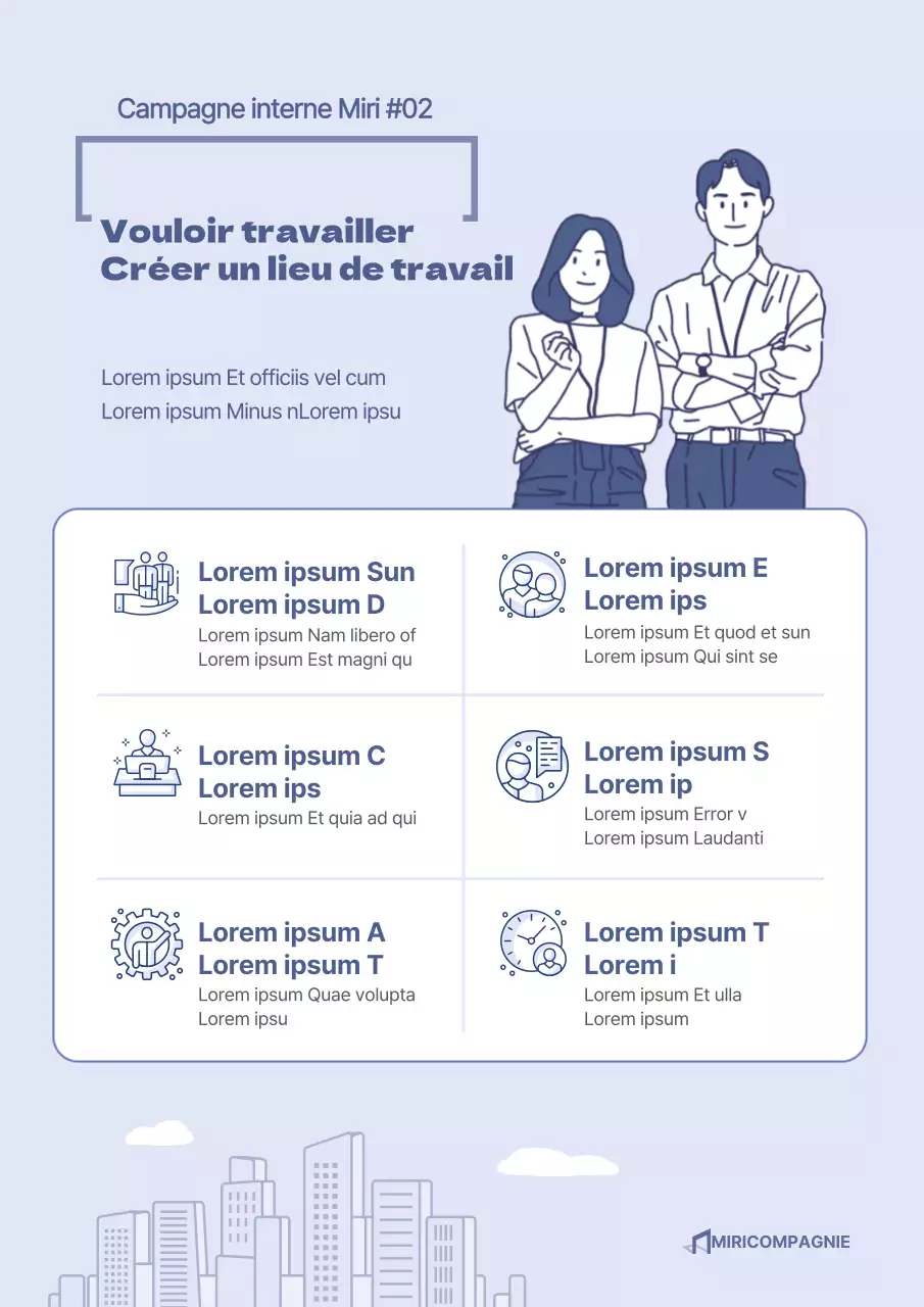 Affiche web pour la promotion d'une campagne interne avec des illustrations bluetone