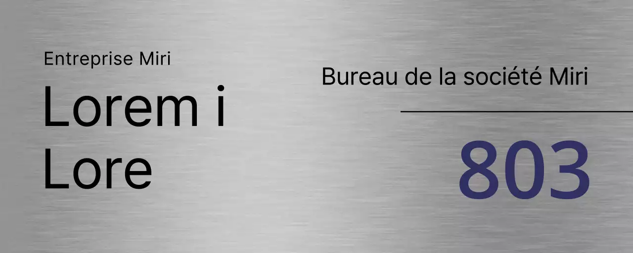 Signalisation de l'entreprise en noir et bleu marine avec noms de lieux et lignes