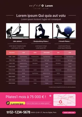 Faites la promotion des cours de Pilates et des écoles de yoga avec des photos de vous en train de faire du yoga en rose.