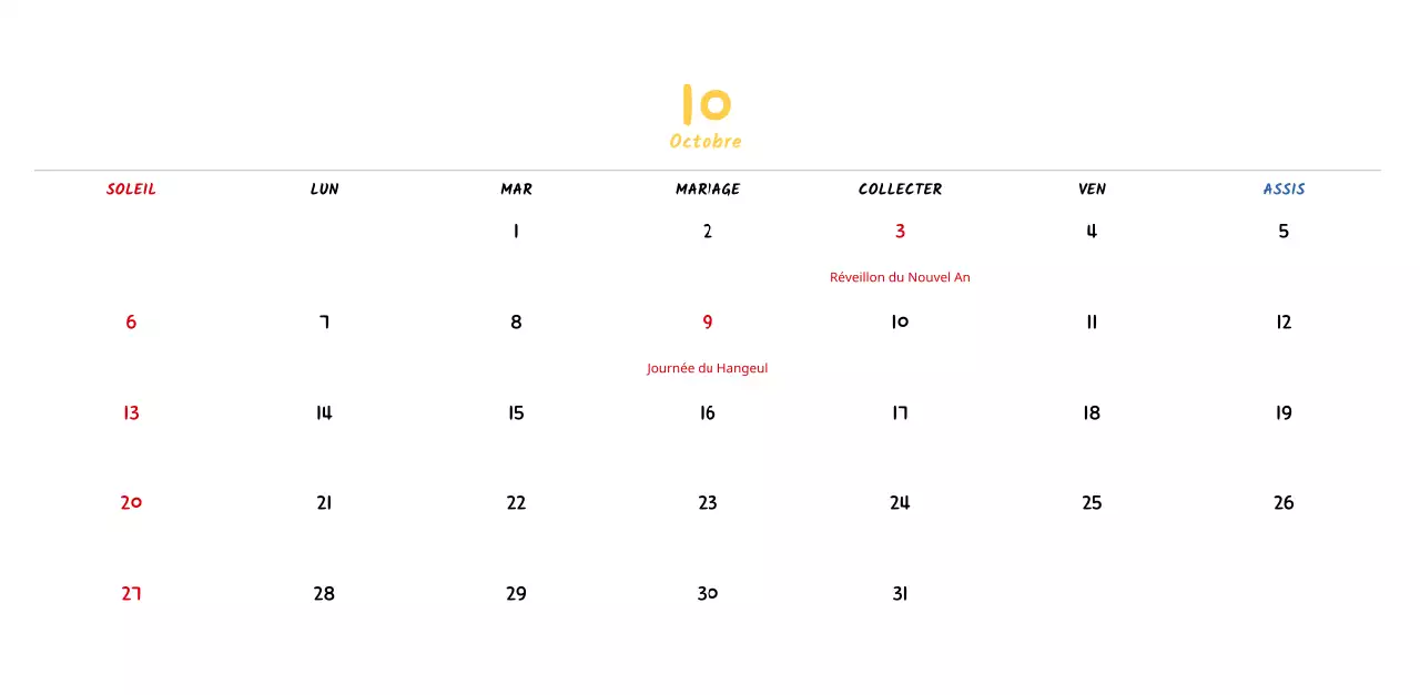 Calendrier du Nouvel An avec de jolies illustrations au trait