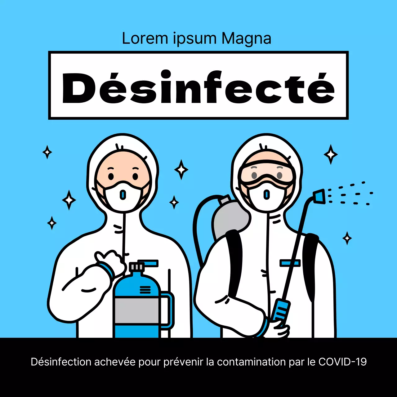 Désinfection bleue achevée Aménagement Corona