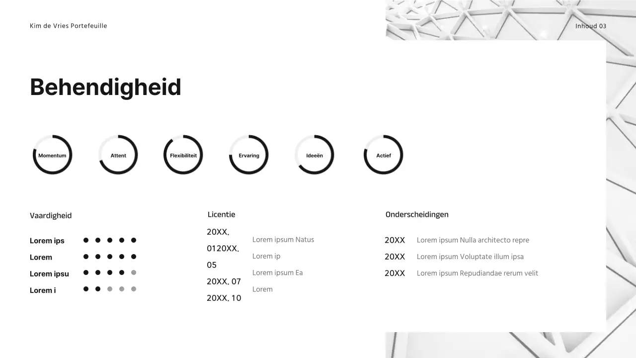 Eenvoudig studentenportfolio in wit en zwart