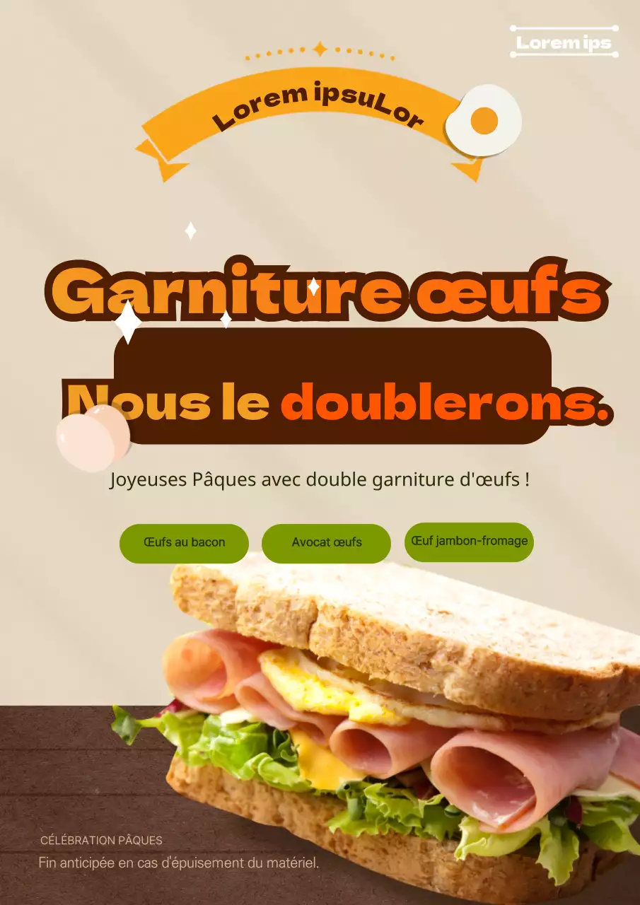 Promouvoir l'événement de garniture d'œufs de sandwichs de Pâques de Beige et Woodtone