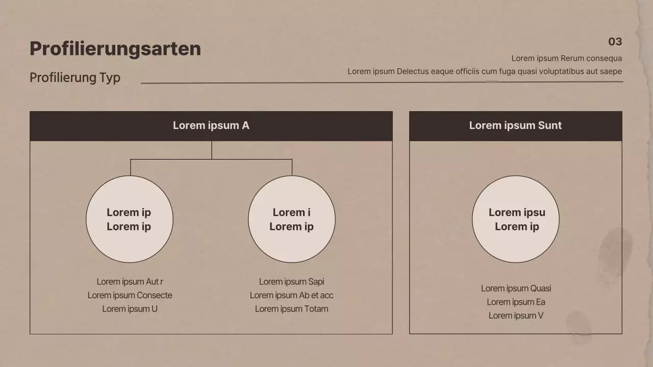 Forschungspräsentationen zum Thema Kriminalpsychologie auf braunem Papier