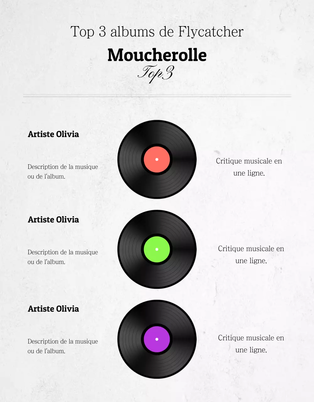 Page de détails du LP en orange et blanc