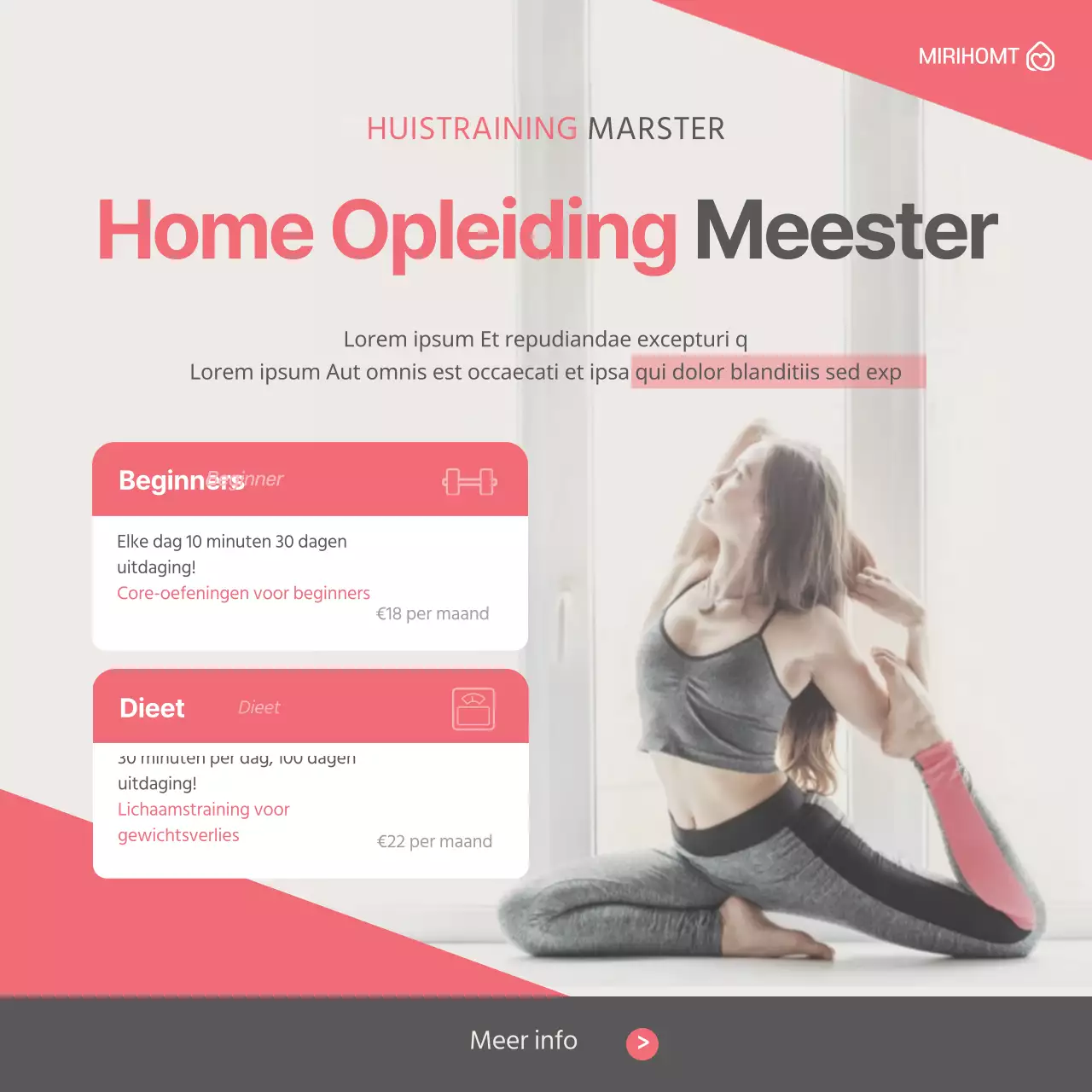 Roze en schoon home workout thema