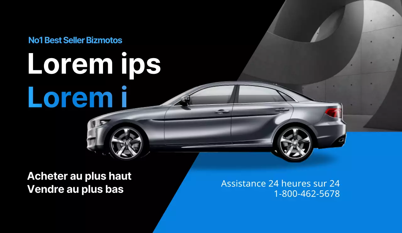 Un design épuré pour la promotion des voitures d'occasion dans une palette de couleurs bleues élégantes