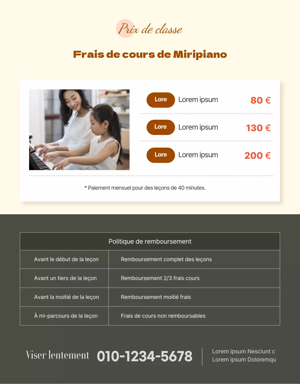 Détails d'une leçon de piano propre et émotionnelle