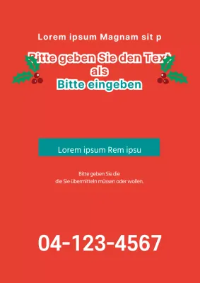 Textlastige Veranstaltungswerbung mit roter und türkisfarbener Weihnachtsornament-Illustration