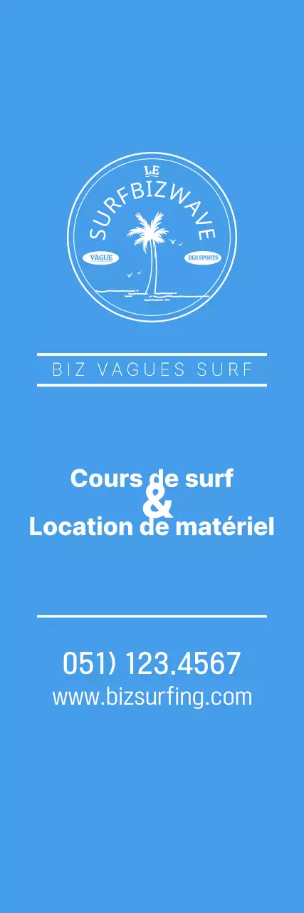 Un logo simple, bleu et jaune, représentant l'emblème du surf, pour promouvoir le magasin.
