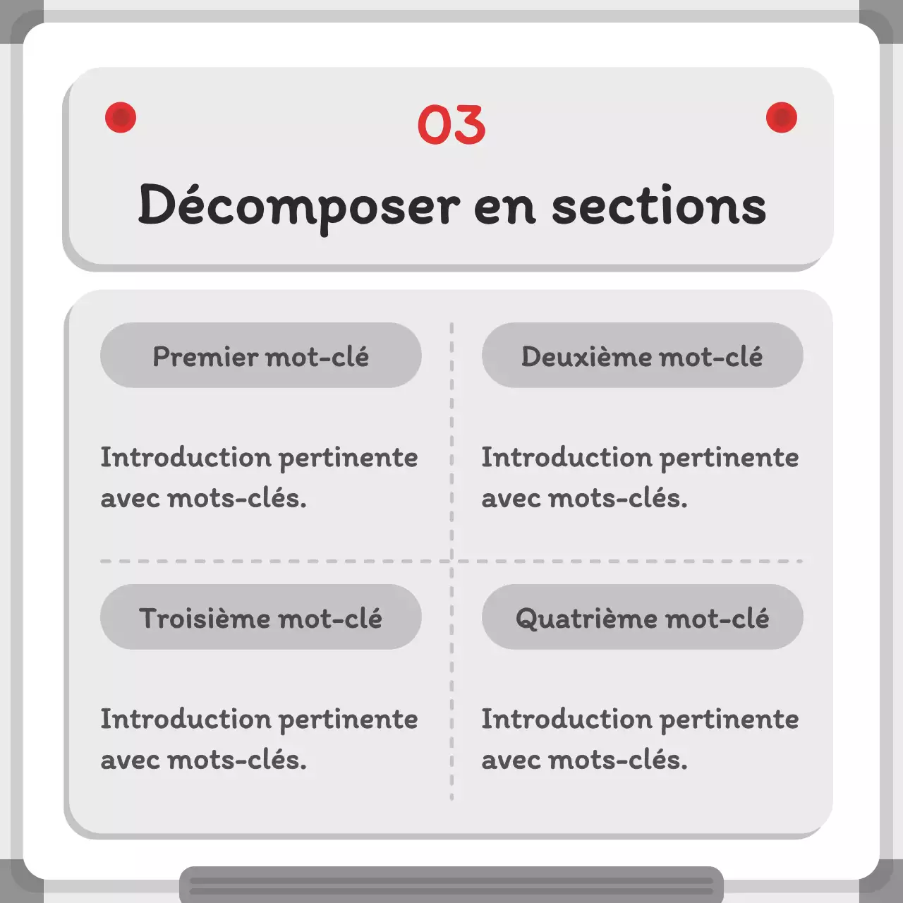 Concept de tableau blanc minimaliste en gris et rouge Quelques informations sur le concept