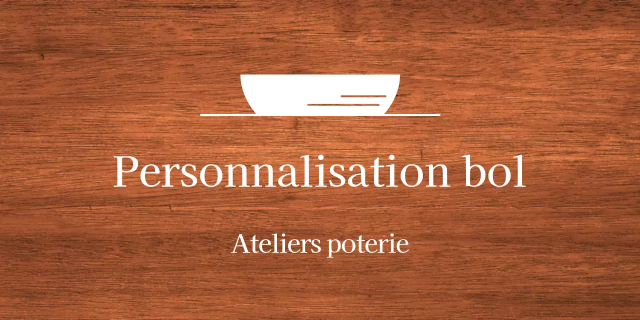 Un panneau d'atelier simple avec un texte blanc et une illustration de bol.