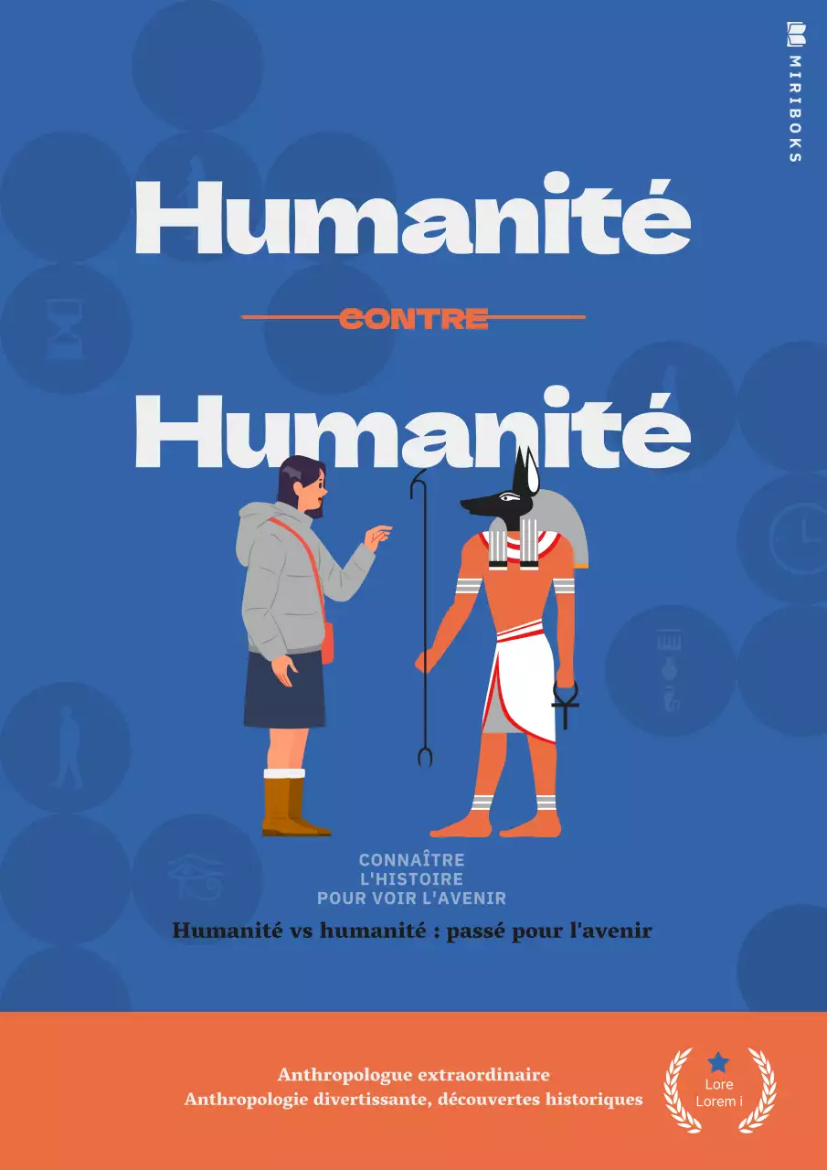 Histoires d'anthropologie et d'histoire avec un texte propre en bleu et orange.