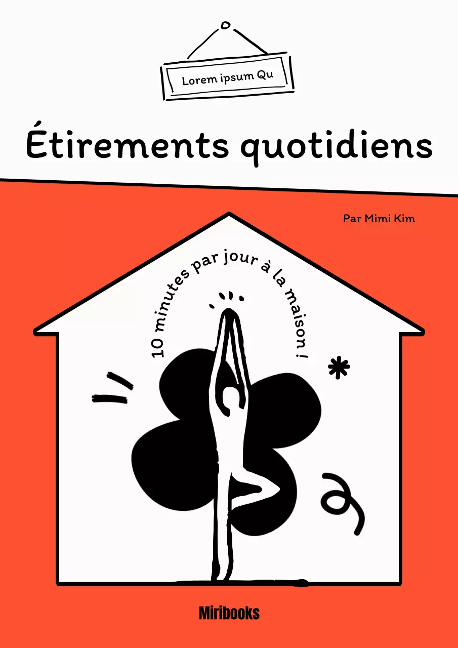 Concept de yogi s'étirant quotidiennement sur fond blanc et orange